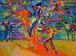 LeRoy Neiman, Adriano, World Champion Bull Rider on Little Yellow Jacket