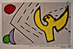 Dennis Behr, Beautiful Yellow Bird Flying Toward Setting Sun
