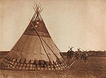 Edward S. Curtis, Plate 645 - Lodge of the Horn Society - Blood