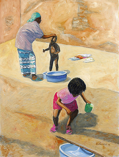 Bathing at the Street Pipe Image