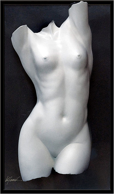 Bill Mack Large Bonded Sand Relief Sculpture Fascination Nude Female Framed Art